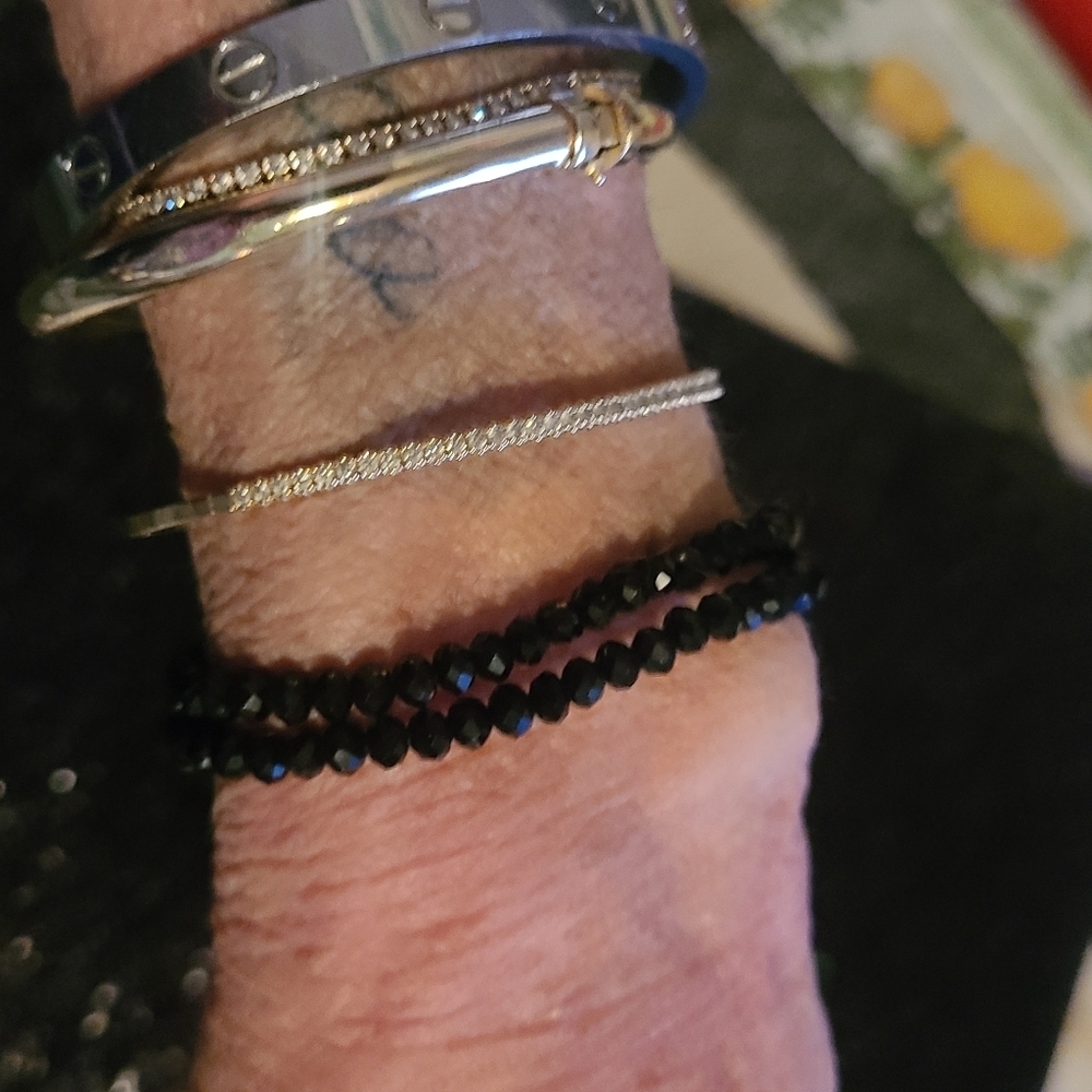 (2qty) Stretch beady sparkle bracelets vintage